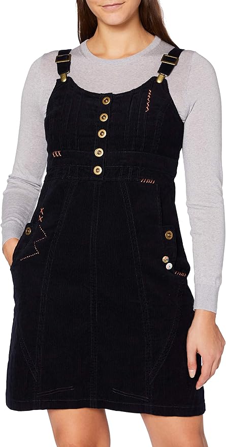 navy cord dungaree dress
