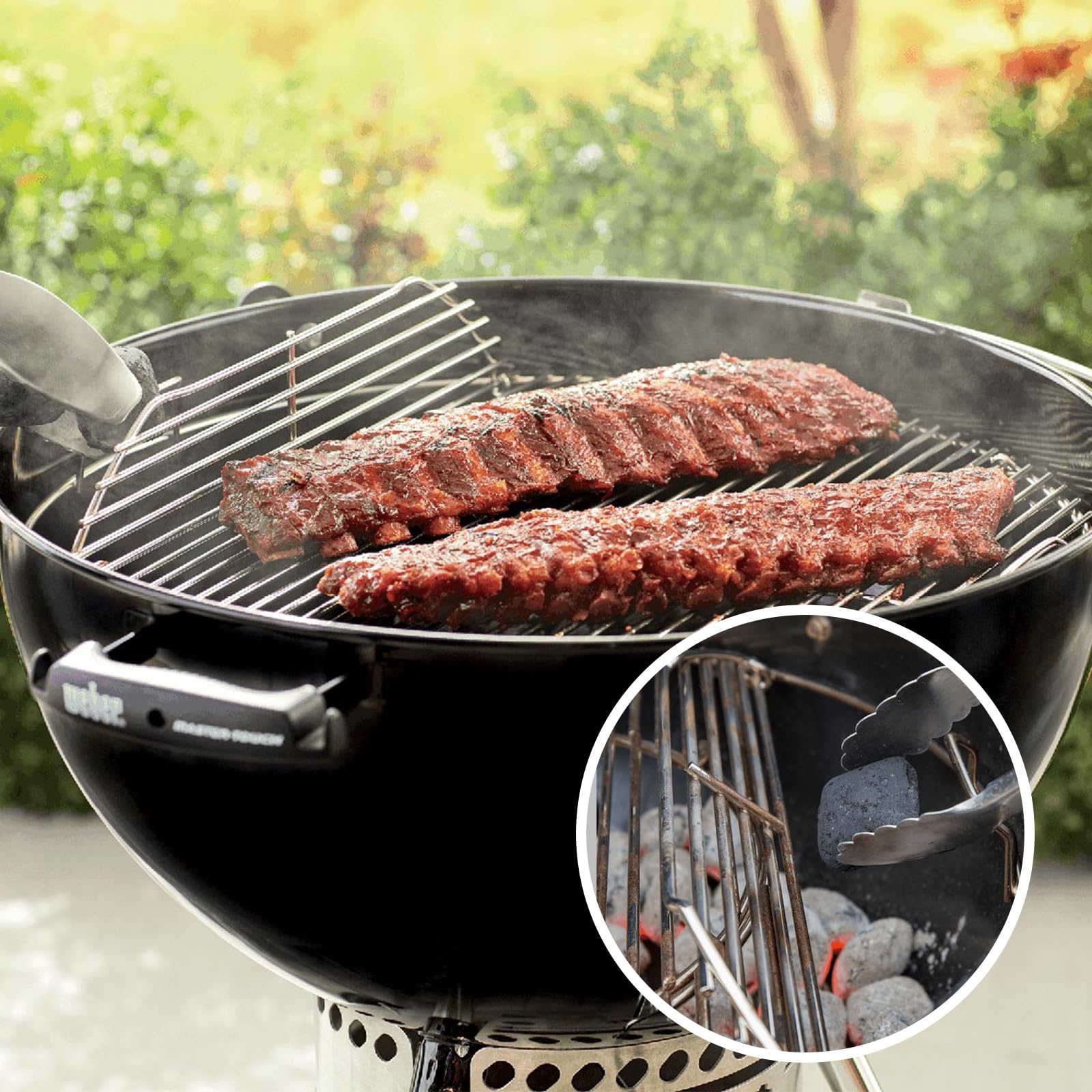 7436 54,6CM Rund Grillrost Klappbarem für Weber 57CM Holzkohlegrills,Grillrostersatzteil für Weber One-Touch Wasserkocher PCH835, Gourmet System,Bar-B-Kettle,Master-Touch,Smokey Mountain Cooker Smoker 5