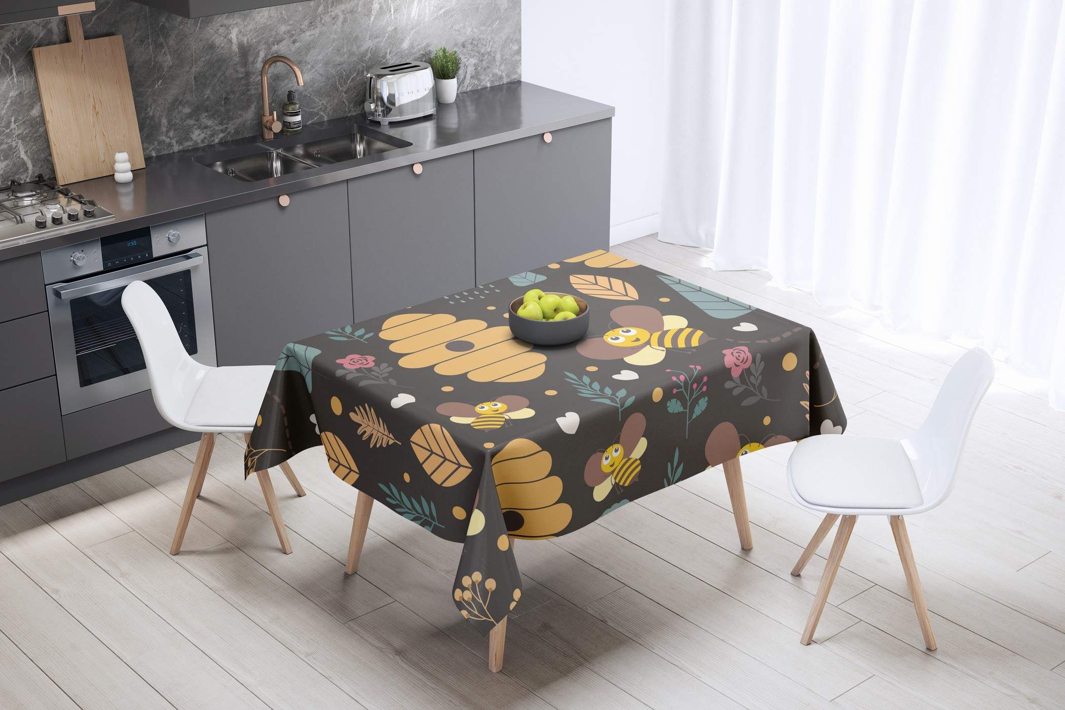 Bonamaison Kitchen Decoration, Tablecloth, 140cm x 140cm - Designed and Manufactured in Turkey