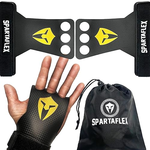 SPARTAFLEX Hole Carbon Hand Grips for Weightlifting, Pull Ups