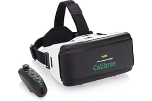 CALIBREE Ultralight VR Headset W/Bluetooth Controller, Comfortable VR Set for 4.7’’-6.4’’ iPhone/Android Phones, 3D Glasses for Movies/Games, Virtual Reality Headset for Adults & Kids