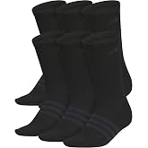 adidas Men's Superlite Crew Socks 6 Pairs | 6-Pack, Arch Support, Breathable Moisture-Wicking, Lightweight Build, Targeted Cushioning, All-Day Comfort
