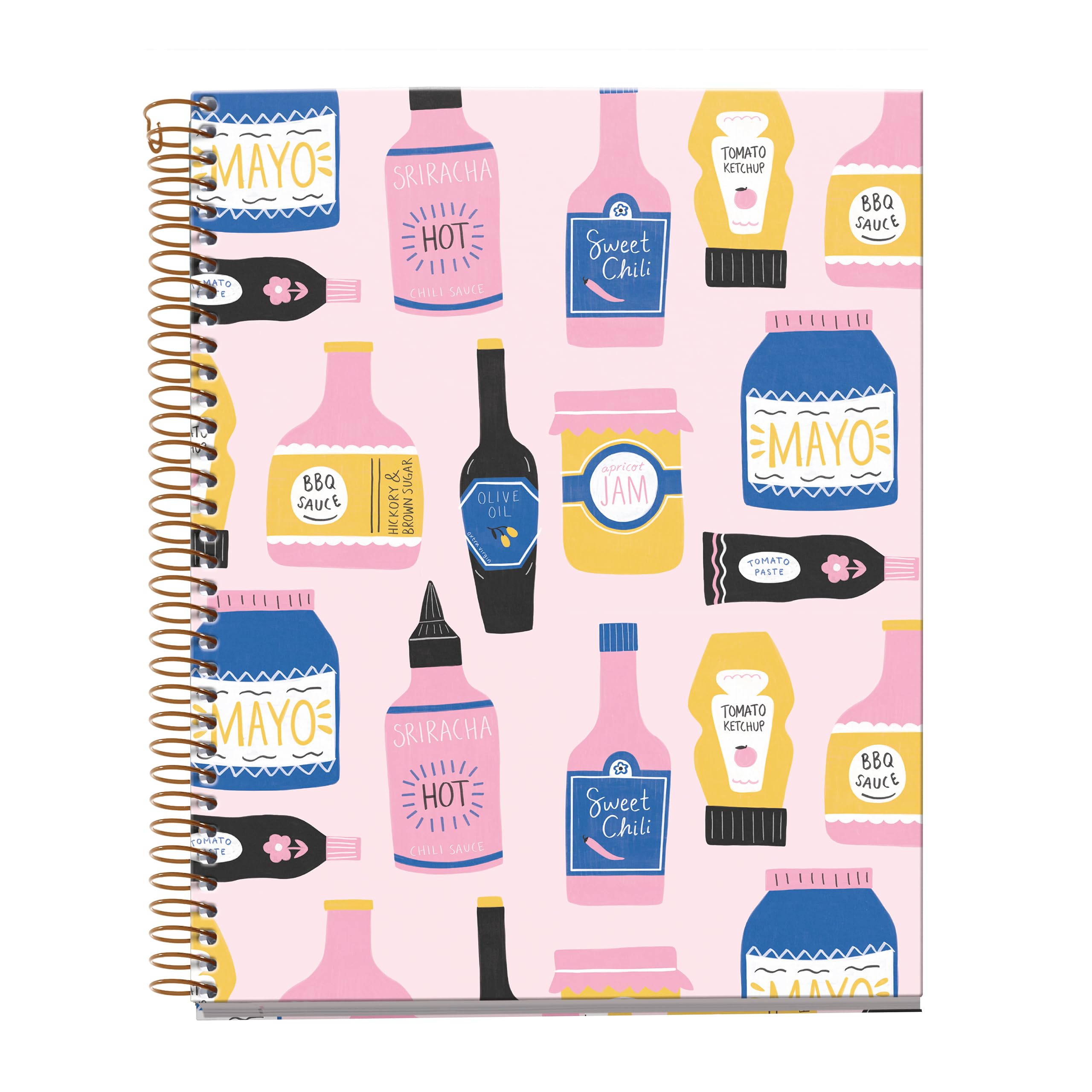 Miquelrius - Notebook A5 (148 x 210 mm), 5 mm grid, 120 sheets of 70 g/m², Cardboard cover, 4 colour stripes, Copper spiral, Foodie Lovers collection, Kitchen