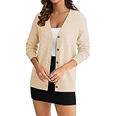 QUALFORT Women’s Lightweight Cardigan Sweater Soft V Neck Knit Trendy Button Down Sweaters