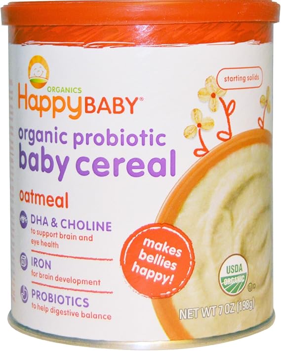 happy baby organic probiotic baby cereal oatmeal with iron probiotics