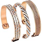 Aheli Indian Three Metal Copper Brass Peace Healing Chakra Yoga Meditation Mantra Jewelry Adjustable Cuff Bracelet Gift for Women and Men