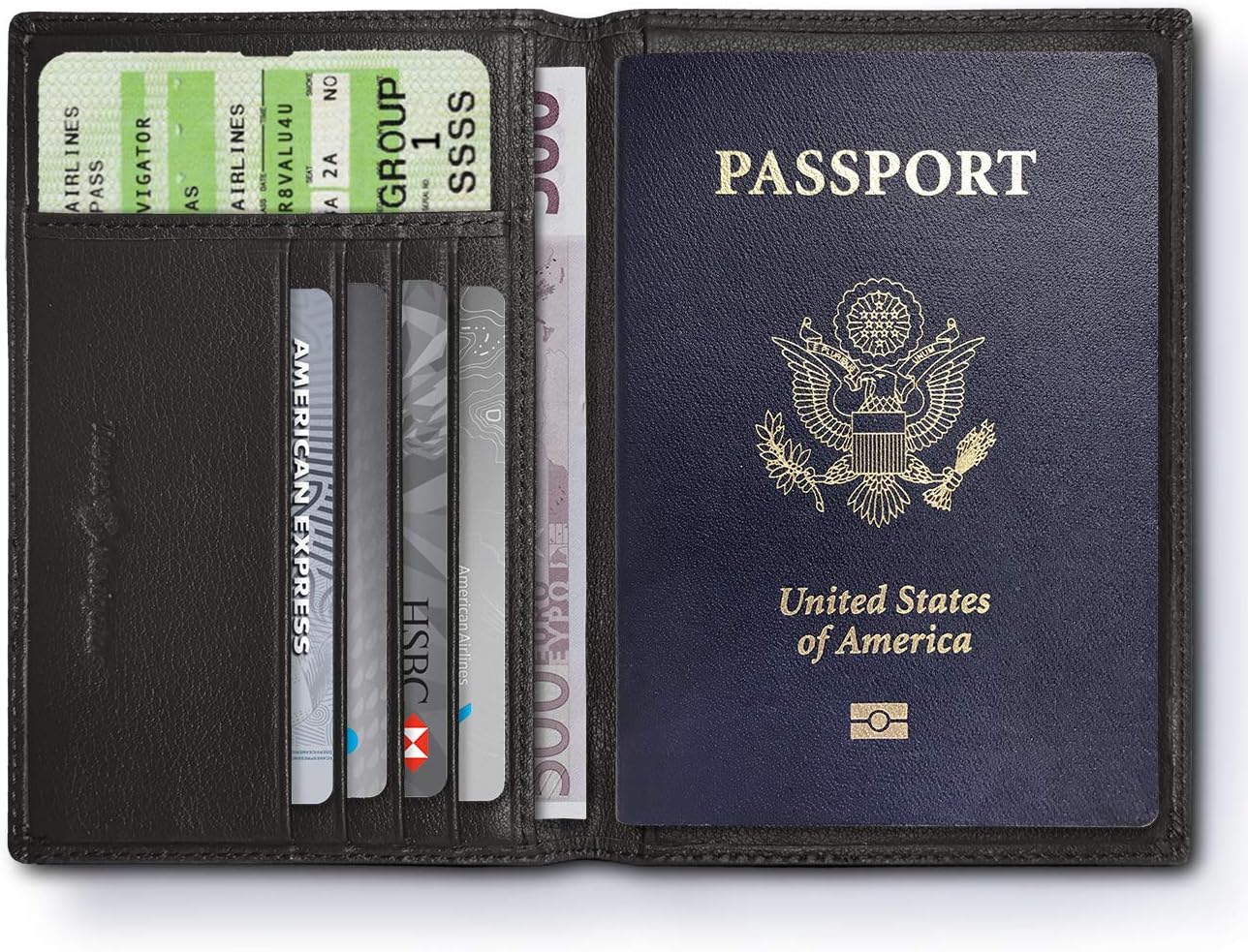 RFID Blocking Folding Leather Passport Holder Wallet For Men and Women - Black or Brown