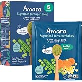 Amara Organic Baby Food - Stage 2 - Peas, Corn &amp; Carrots - Baby Cereal to Mix With Breastmilk, Water or Baby Formula - Shelf Stable Baby Food With 100% Organic Veggies - 5 Pouches, 3.5oz Per Serving