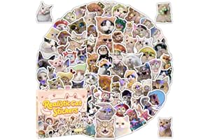 200 PCS Cat Holographic Stickers, Funny Cat Meme Sticker Pack for Boys Girls Adults, Waterproof Vinyl Decals for Laptop, Phon