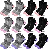 Bemeol Girls Socks 12 Pairs Kids Ankle Athletic Sock Cotton Sports Low Cut Socks for Little Big Girls