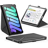 INFILAND Case for iPad mini 7 (A17 Pro) 2024 / iPad mini 6 2021, Magnetic Origami Slim Protective Case, Book-Style Foldable Cover with Pencil Holder, Multi-Angle Stand, Auto Wake/Sleep, Black