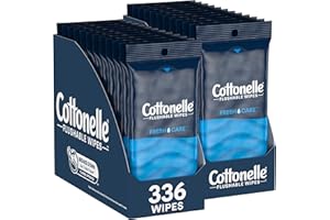 Cottonelle Fresh Care On-The-Go Flushable Wet Wipes, Adult Wet Wipes, 24 On-The-Go Packs, 2 Trays of 12, 14 Wipes per Pack (3