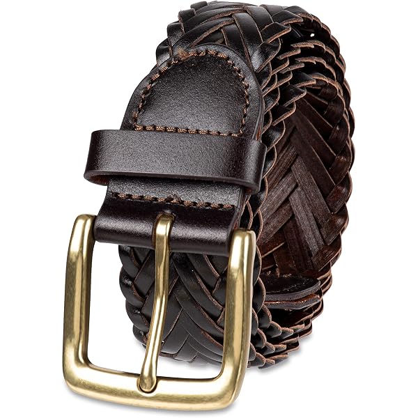SUOSDEY Braided Genuine Leather Tan Belt for Men, 1.2 display picture 2