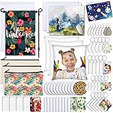 Modacraft 128-Piece Sublimation Blanks Kit - Premium DIY Bundle for Home Decor | Craft Supplies for Cricut, Birthday Gifts, Halloween, Thanksgiving, Christmas Customization (White)