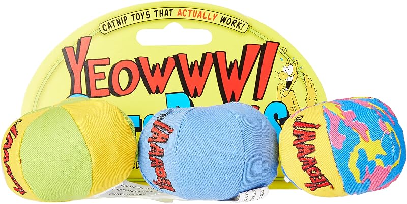 YEOWWW MY 3 CAT BALLS Cat Toys 3 Ball Toys Organic Catnip