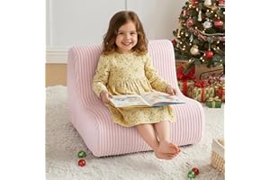 DAICO Kids Bean Bag Chair Pink, Ultra-Soft Toddler Bean Bag Sofa with Foam, Small Toddler Comfy Lazy Lounger Chairs for Playroom or Bedroom - Christmas Birthday Gift for Boys and Girls