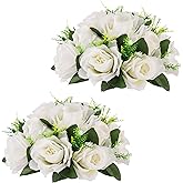 Inweder Flower Centerpieces for Wedding Tables: Wedding Table Decorations White Flower Balls Centerpieces for Engagement Cerebration Party Center Pieces 2 Packs