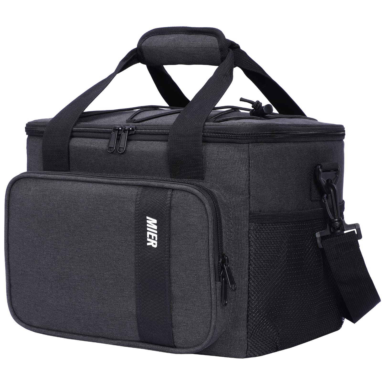 MIER Large Lunch Bag for Men Adult Insulated Lunch Box Cool Bags with Shoulder Strap Leakproof Lunch Cooler with Multiple Pockets for Work, Picnic, Travel, Camping, 15L, Dark Grey