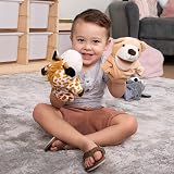 JOYIN 6Pcs Kids Hand Puppet Set with Working Mouth Elephant Giraffe Lion Bear view 7