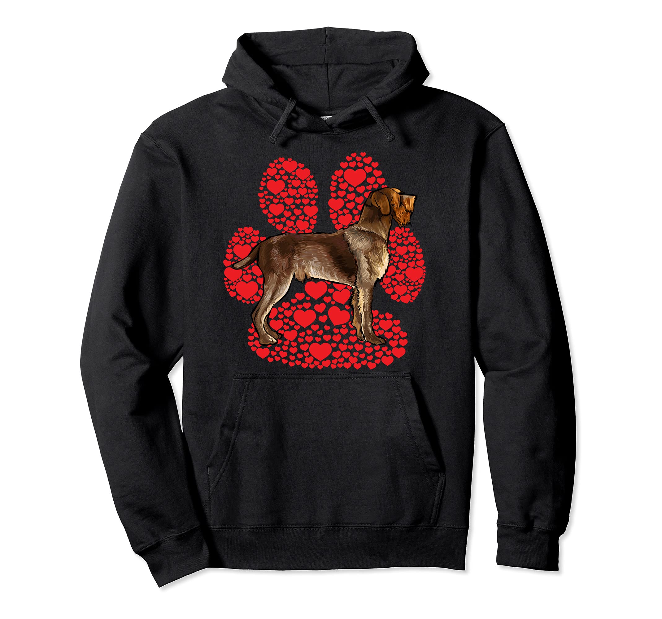 Wirehaired Pointing Griffon Valentines Day Dog Love Paw Pullover Hoodie