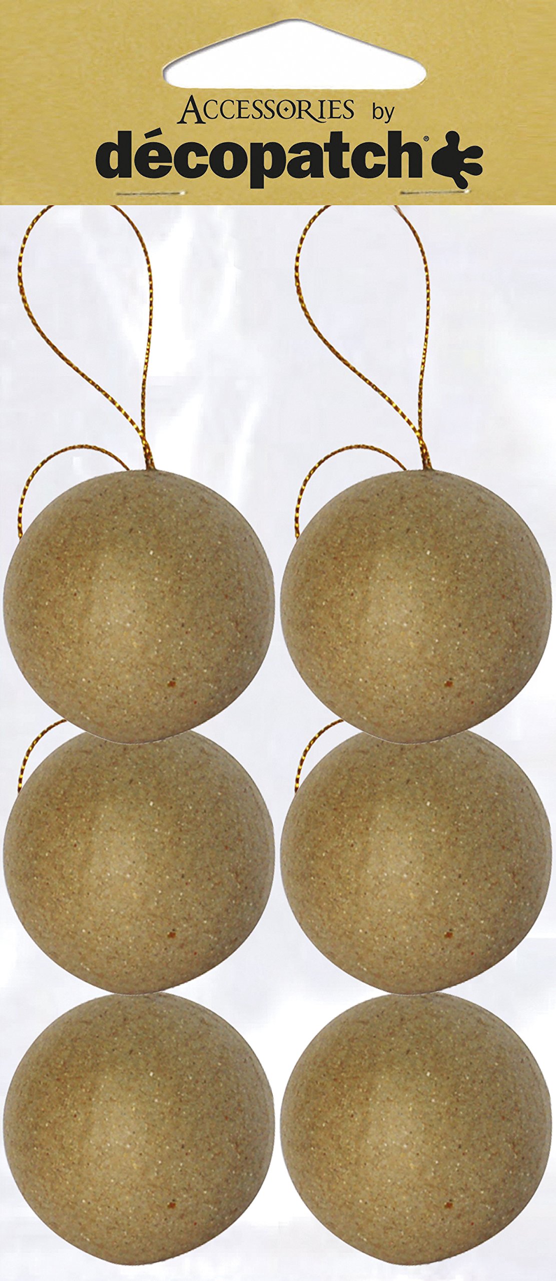 décopatch Mache Baubles - 6 pack, Brown, 6.5x6.5x6.5cm