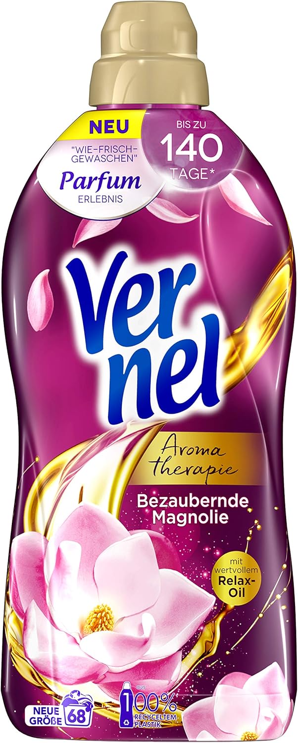 Vernel Aromatherapie Bezaubernde Magnolie, Weichspüler für einen langanhaltenden Duft und traumhaft weiche Wäsche (68 (1x68) Waschladungen)