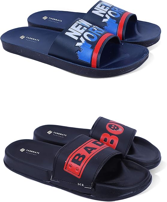 Buy Fabbmate Casual Slippers For Men's Navy/BlackRed 6 UK at Amazon.in