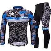 sponeed Cycling Clothes for Men Long Sleeve Mountain Bike Road Bicycle Shirt Jerseys Padded Pants Biking Outfits