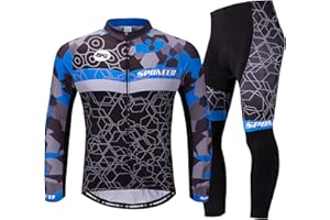 sponeed Cycling Clothes for Men Long Sleeve Mountain Bike Road Bicycle Shirt Jerseys Padded Pants Biking Outfits