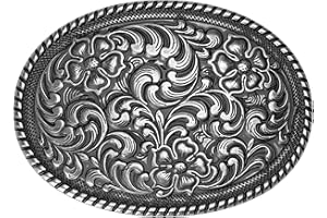 Western Belt Buckles for Women - 1 1/2 Antique Silver Engraved Floral Stylish Heavy-Duty Vintage Western Accessory