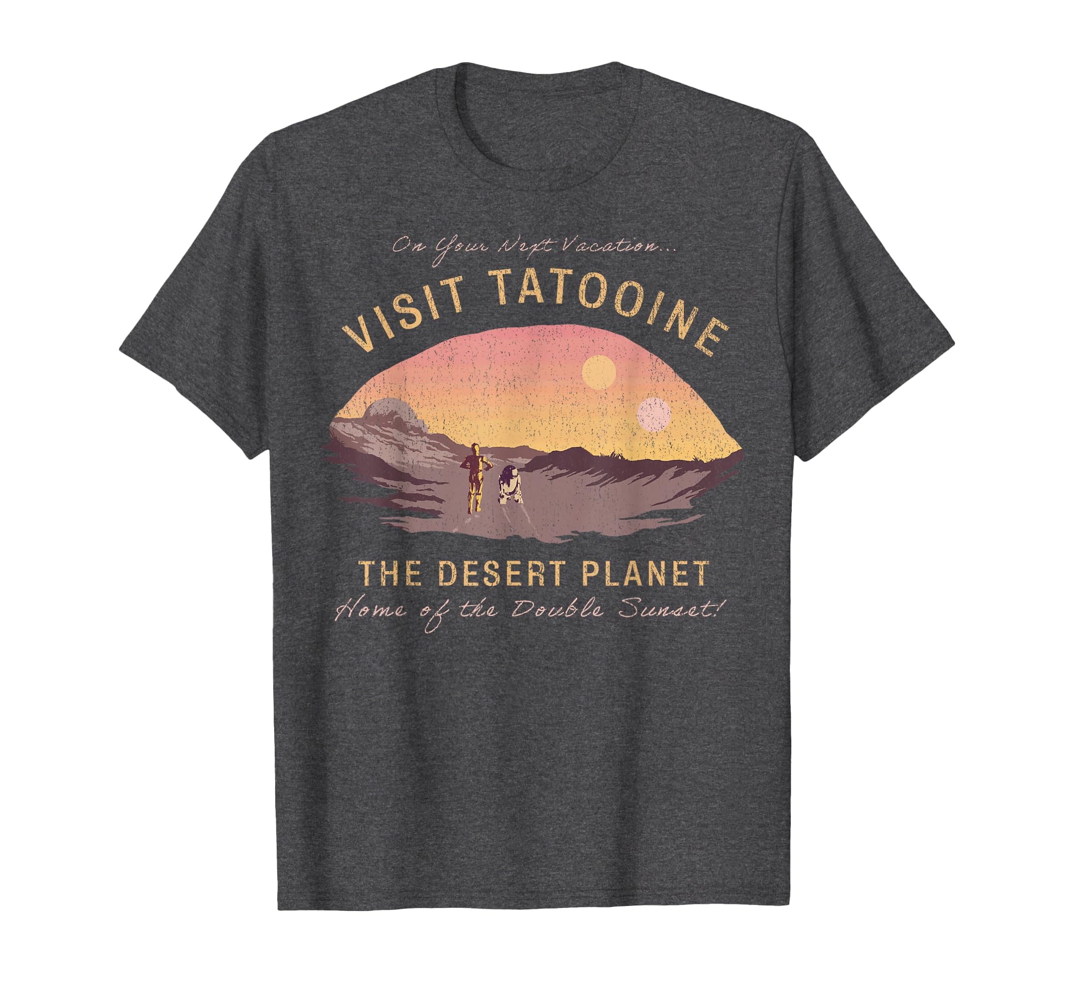 Star Wars Visit Tatooine The Desert Planet T-Shirt, Men, Dark Heather Grey, X-Large