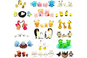 NIBERDA 18 Mini Resin Animals Family Figures, 70 Pcs Tiny Plastic Animals Small Little Figurines to Hide Miniature Fairy Garden Accessories