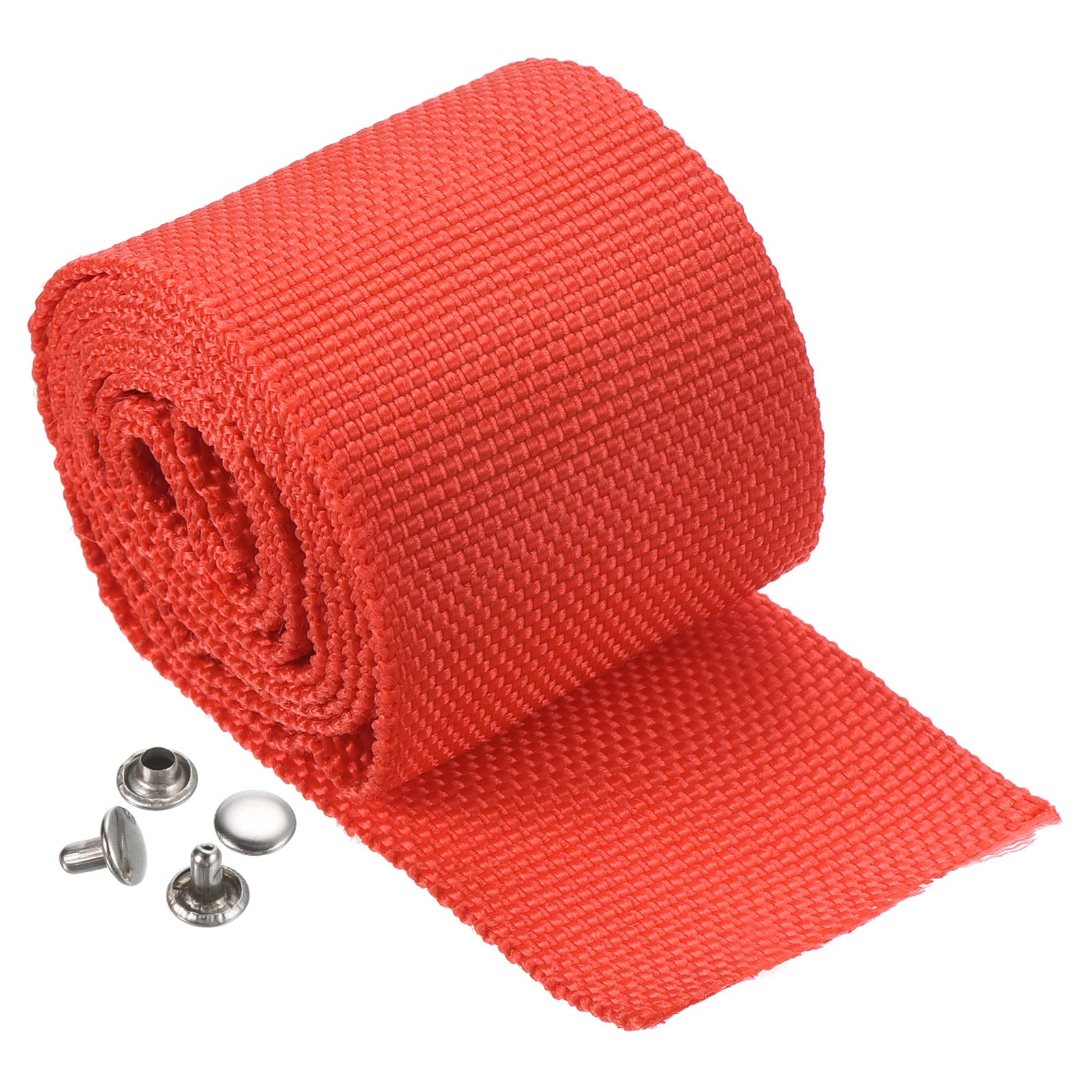 PATIKIL Winch Rope Protector 1m/3.28ft, Polyester Protective Sleeve with Buckle Universal for 4.5cm/1.77in Width Cable Line, Red