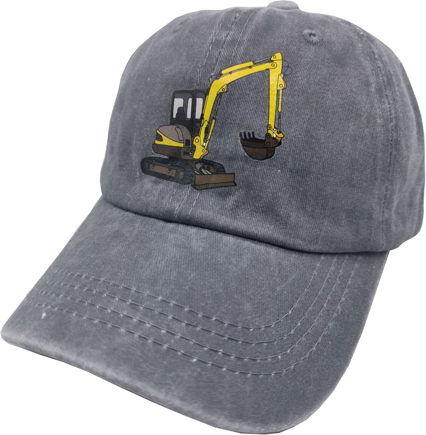 Waldeal Cute Boys' Excavator Baseball Caps Embroidered Washed Dad Hat Kids Ballcap Gray: Clothing