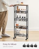 VASAGLE 5-Tier Kitchen Trolley 13 cm Deep Steel Frame Rustic Brown Black view 5