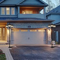 76" Classic Black Solar Lamp Post Lights - 3-Head
