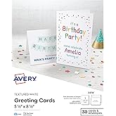 Textured Half-Fold Greeting Cards, Inkjet, White, Textured
