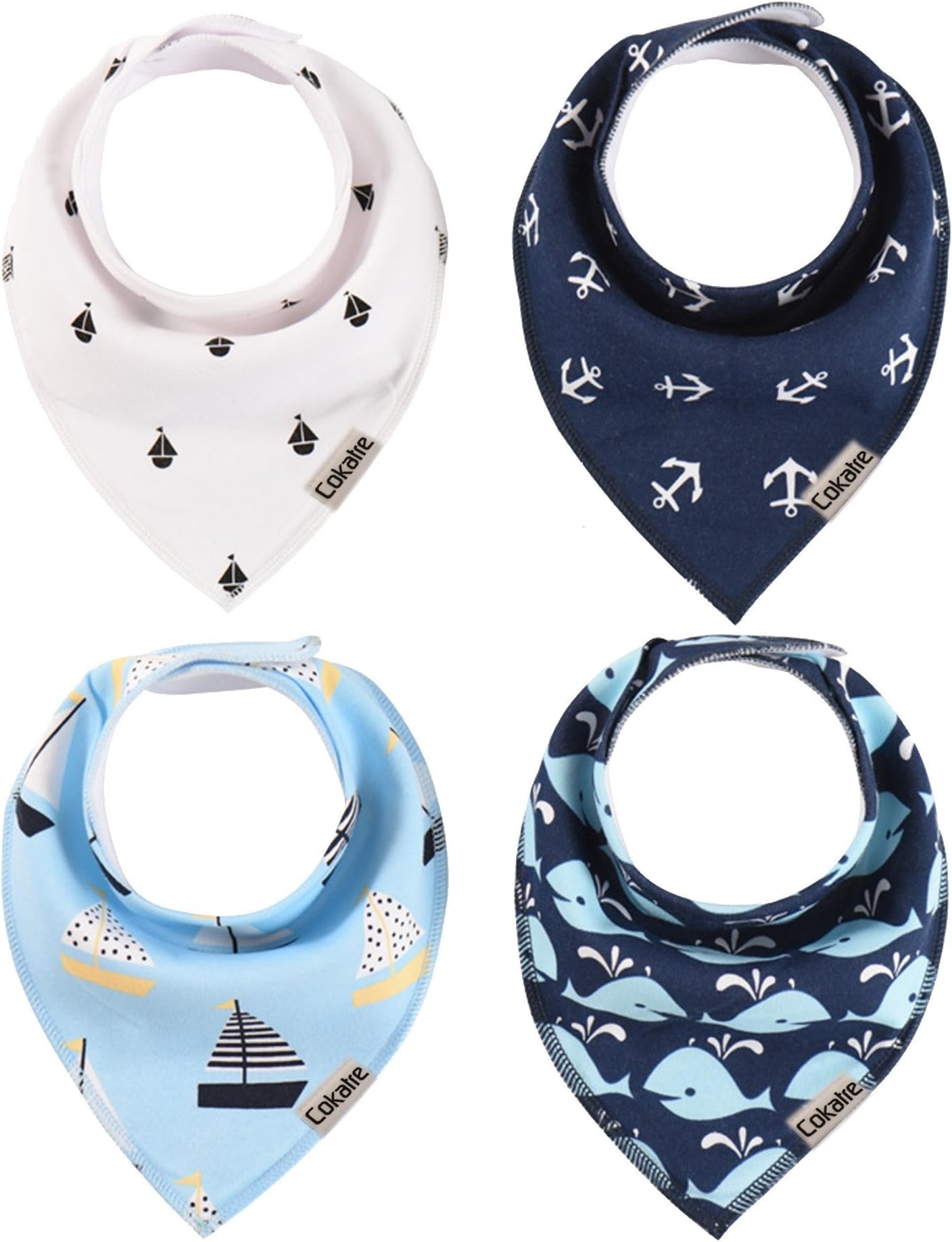 Cokatre Baby Bandana Drool Bibs, Unisex 4-Pack Gift Set for Drooling and Teething, 100% Organic Cotton, Soft and Absorbent, Hypoallergenic - for Boys & Girls