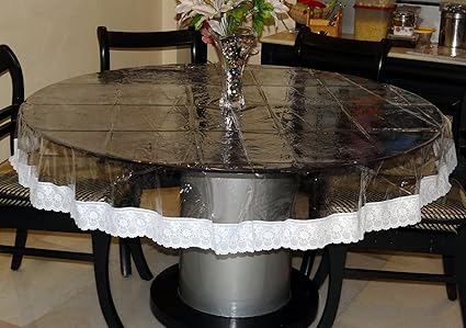 Griiham 4 Seater Round Transparent Table Cover ,Size 60 Inches Thickness 60 Gsm