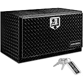 ARKSEN 30" x 17" x 18" Underbody Tool Box, Heavy Duty Storage Chest,Black | Waterproof Diamond Plate Aluminum Toolbox with T-handle Lock &amp; Keys for Pickup Truck, RV &amp; Trailer