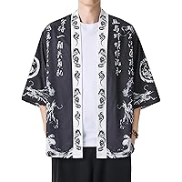 PRIJOUHE Men's Kimono Jackets Cardigan Casual Cotton Blends Linen