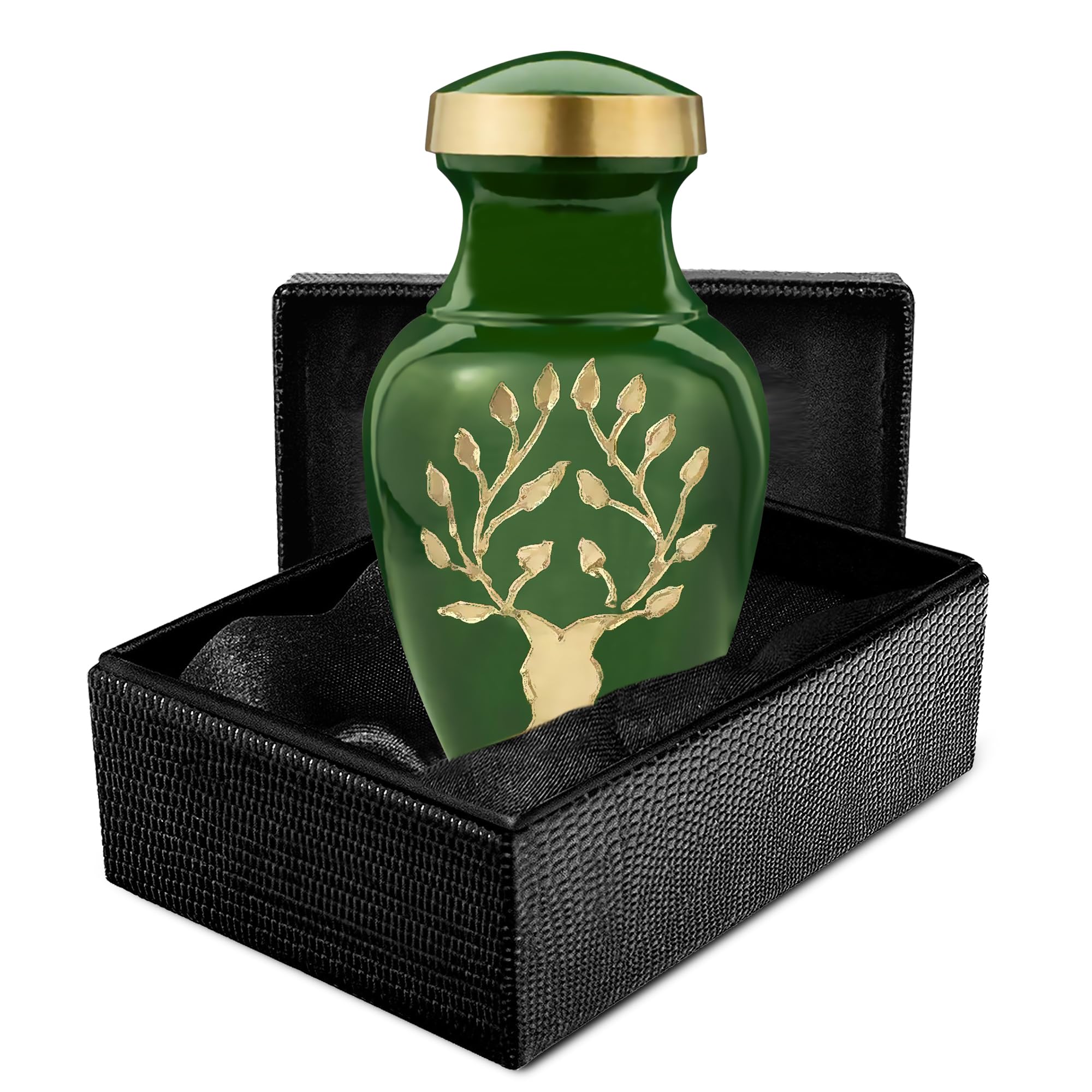 Trupoint Memorials Small Urns for Human Ashes Keepsake, Tree of Life Decorative Mini Cremation Urn for Adult Men and Women, Green