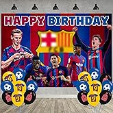 Soccer Birthday Party Decoration,Soccer Party Photo Background 5 x 3 FT and 18 Pcs Balloon,Football Merch Party Backdrop Supplies