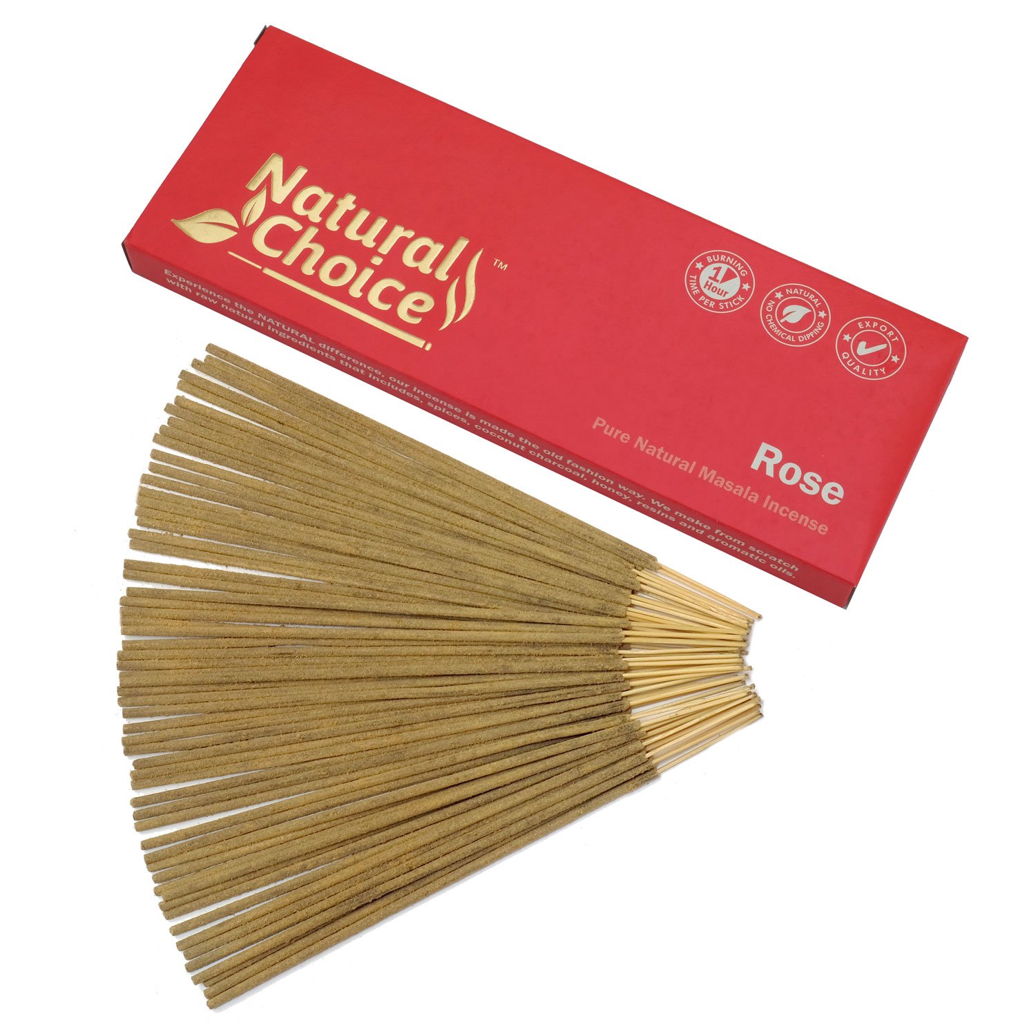 Natural Choice Incense Rose Incense Sticks 100 Grams Low Smoke Traditional Incense