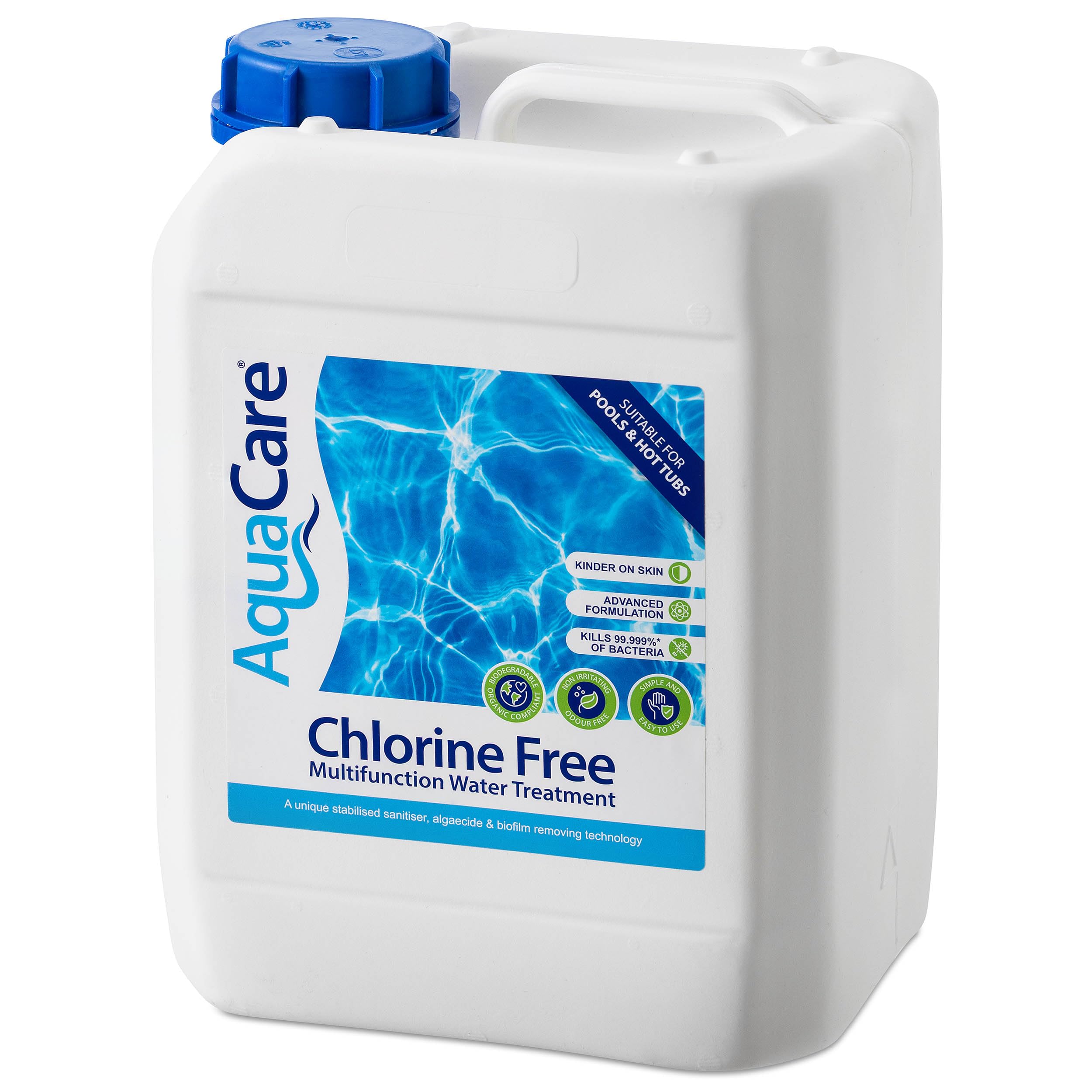 AquaCare CHLORINE FREE Multifunctional Water Treatment, Bromine Alternative for Hot Tubs, Ice Baths and Pools, 5L, Kinder on Skin