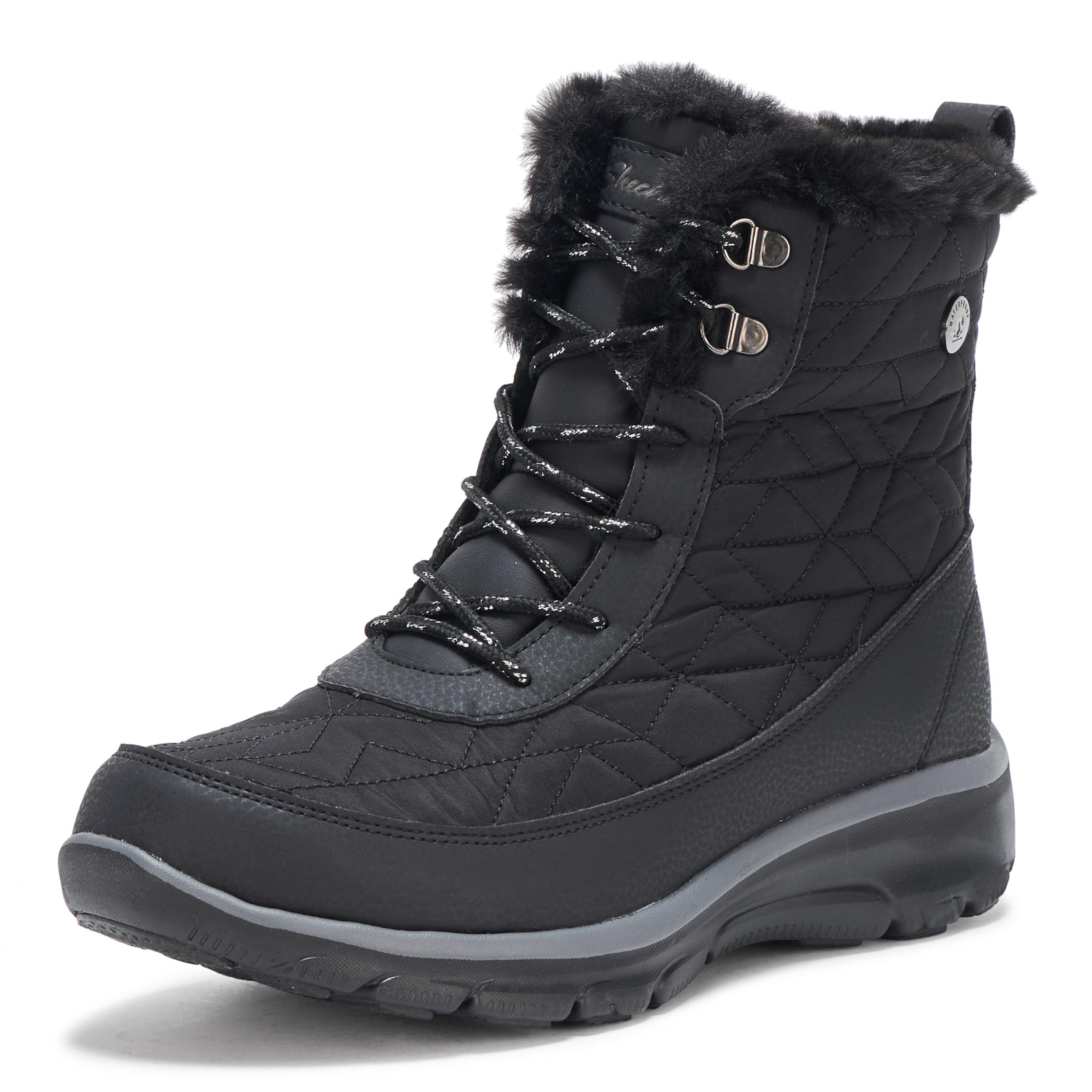 Skechers Women’s Easy Going-FROSTLINE Ankle Boot, Black/Black, 5.5