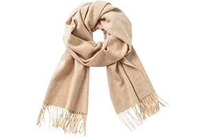 CALVIN & OLIVIA Ultra-Soft Winter Cashmere Feel Scarf Solid Color Warm Long Unisex Winter Scarves Perfect Holiday Gift for Women Men Beige