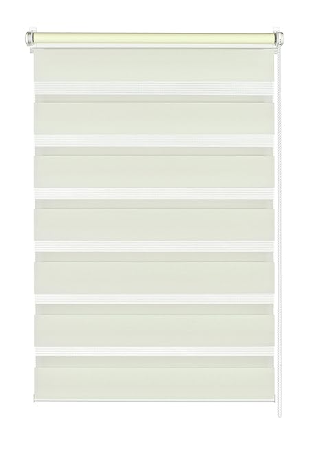 GARDINIA Doppelrollo zum Klemmen oder Kleben, Duo-Rollo/ Seitenzugrollo, Transparente und blickdichte Streifen, Alle Montage-