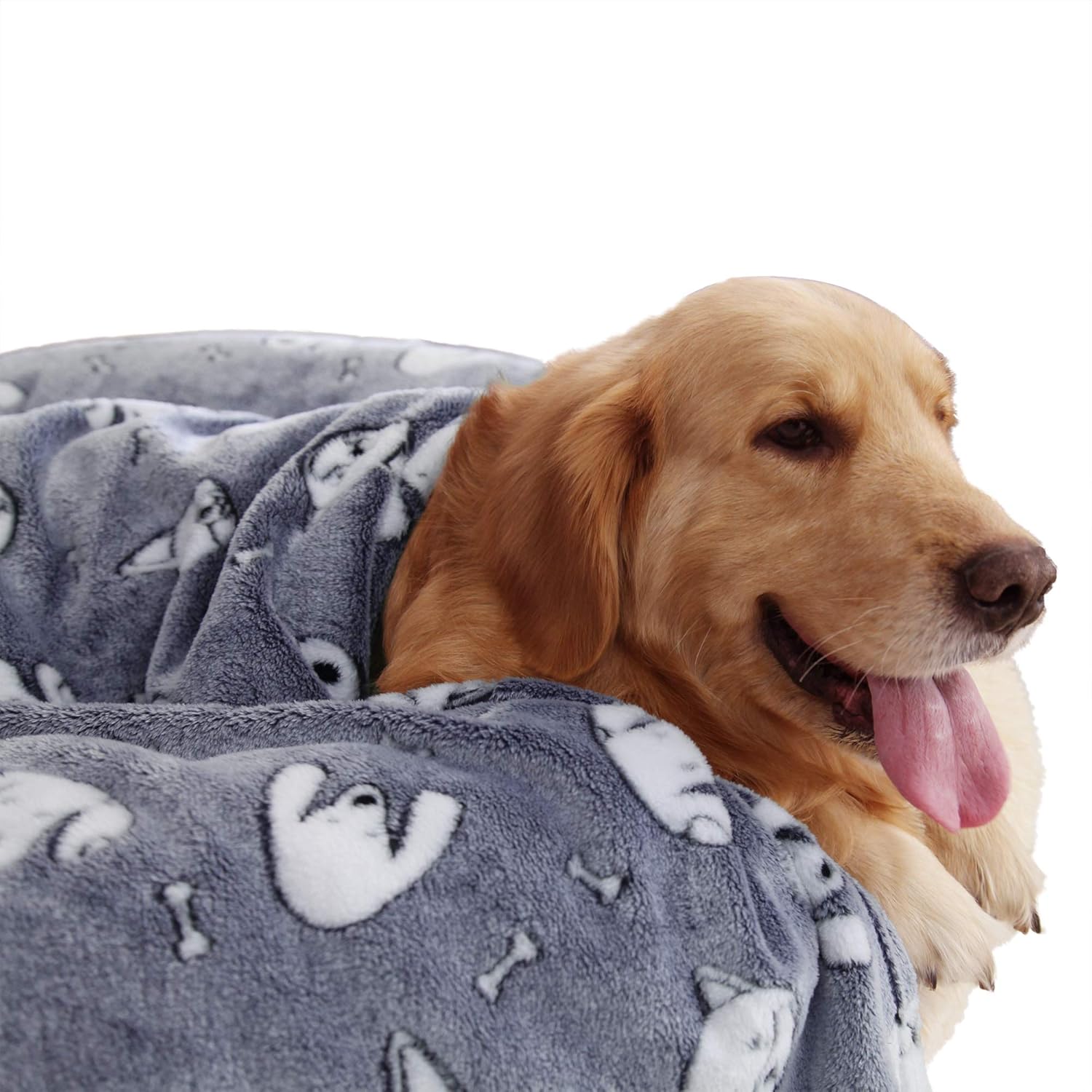 Patas Lague Extra Soft Flannel Cat/ Dog Blanket for Couch ,Plush Pet Throw Blanket with Cute Print Design (Navy Grey, 50 x 60inch): Kitchen & Dining