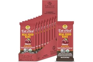 EatToHeal Cherry Real Food Bar - Organic Vegan Healthy Gluten Free Protein Bars - Low Sugar Meal Replacement Bar, Non GMO, Never Baked, Plant Based - Crafted to Enjoy, Not Sit on Shelves